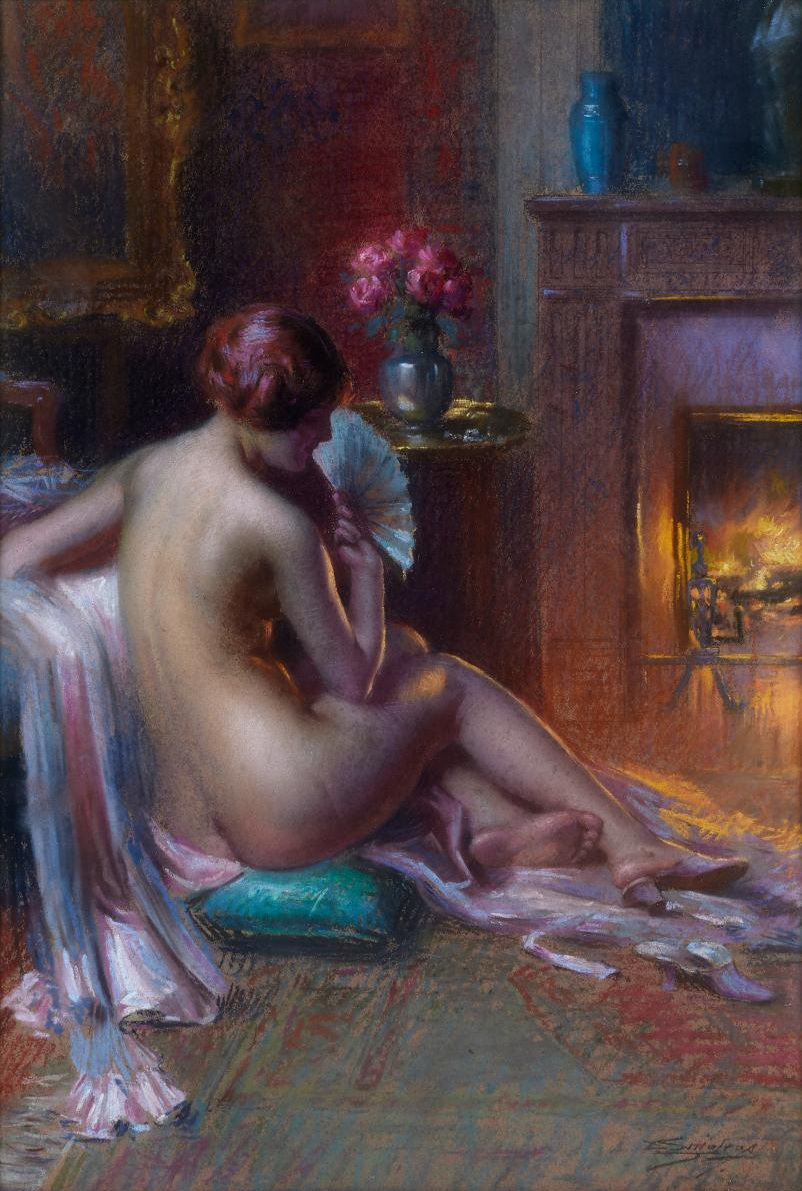 Nudo con un ventaglio